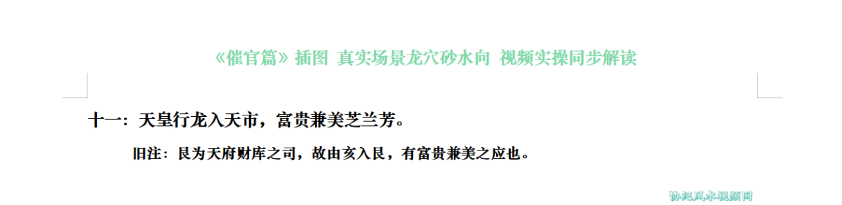 十一：天皇行龙入天市，富贵兼美芝兰芳。